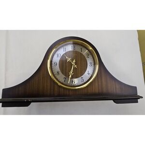 VTG Elgin Japan  Wood  Mantle Shelf Clock Quartz Large 17" x4.5" Chimes Works